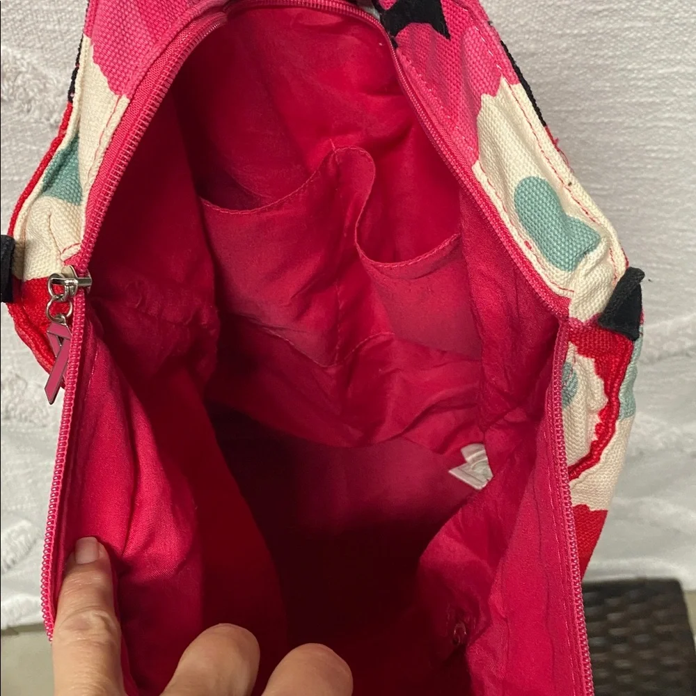 Marimekko Black and Red Canvas Floral Tote